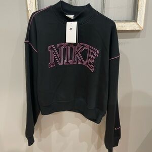 Nike Black Pullover Sweatshirt with Pink Outline Logo